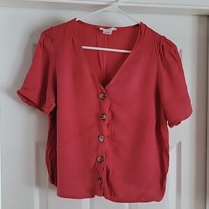Women's Red Button-Up Top